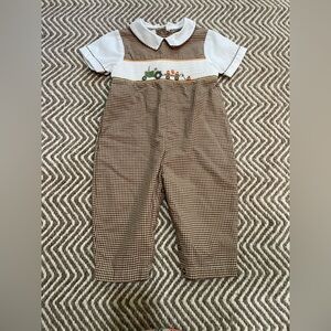 Petit Ami short sleeve smocked Longall, size 12mo